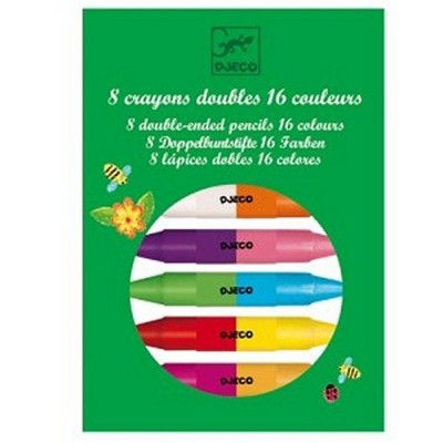 Crayons de couleur 8 crayons doubles, 16 couleurs  Djeco    002794